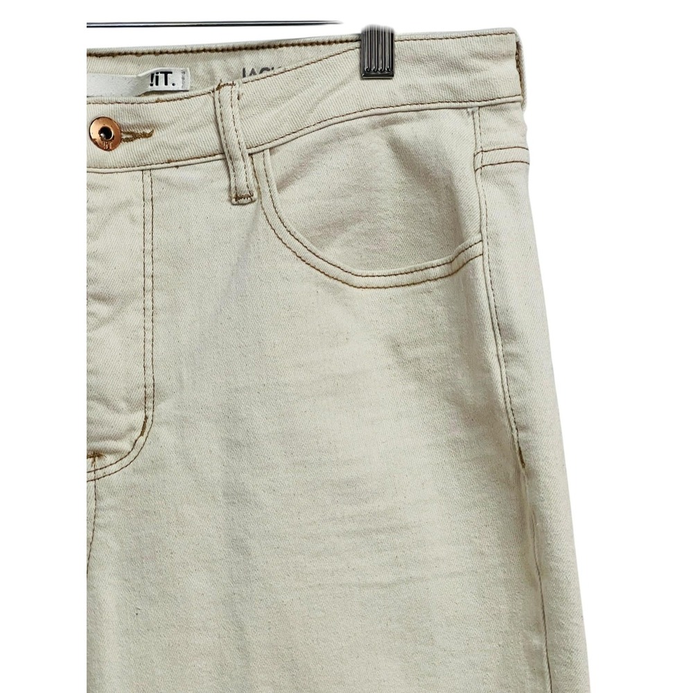 !iT Jackie Jeans Womens 16 Ecru Beige High Rise Straight Leg Crop Stretch Denim - Picture 6 of 10
